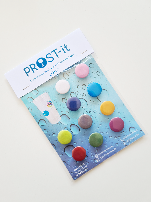 PROST-it Glasmarkierer Set "Uni" für Gläser oder Flaschen