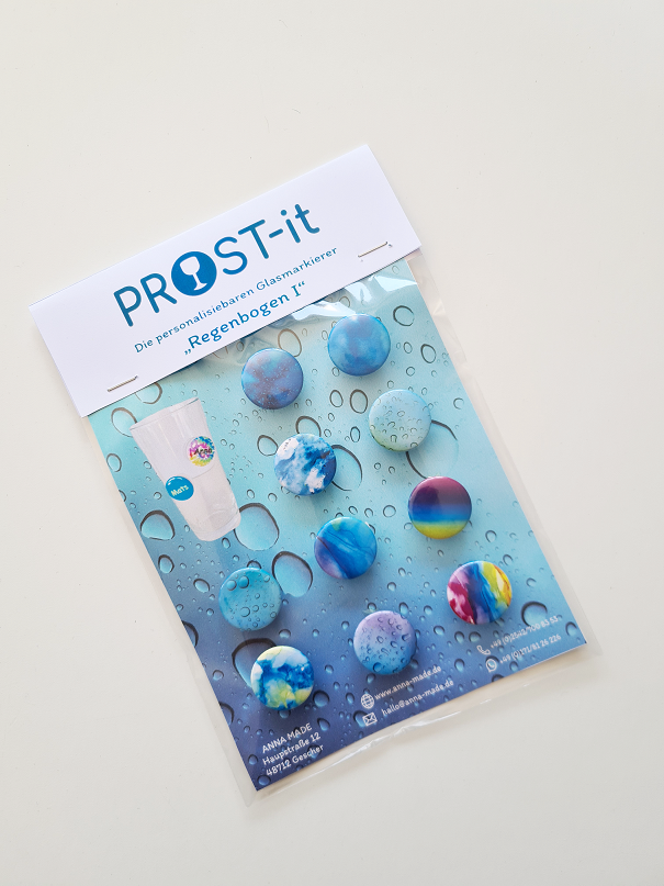 PROST-it Glasmarkierer Set "Regenbogen I" für Gläser oder Flaschen