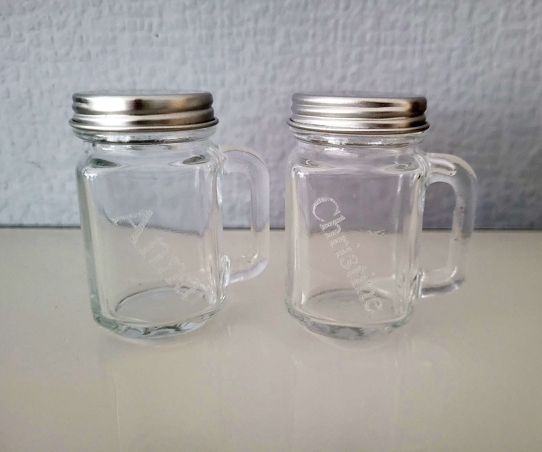 6 Schnaps-Gläser mit Henkel und Deckel inkl. Gravur