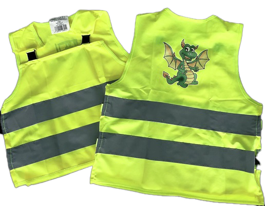 Warnweste für Kinder zum Überwerfen inkl. reflektierender Motive